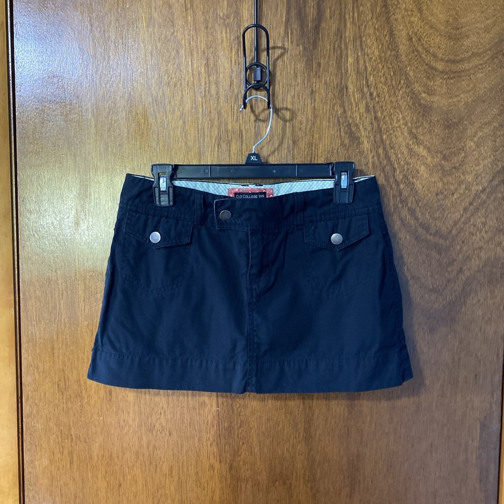 Old College Inn Y2K Mini Skort Black Cotton Button Zip Pockets Size 5